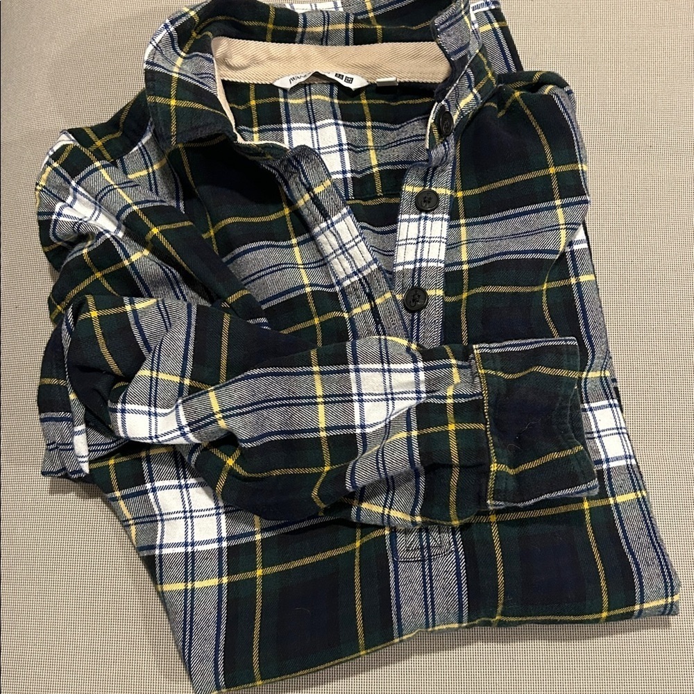 JW ANDERSON UNIQLO Western Half Button Plaid Flannel Shirt Mens Size M - Picture 11 of 12